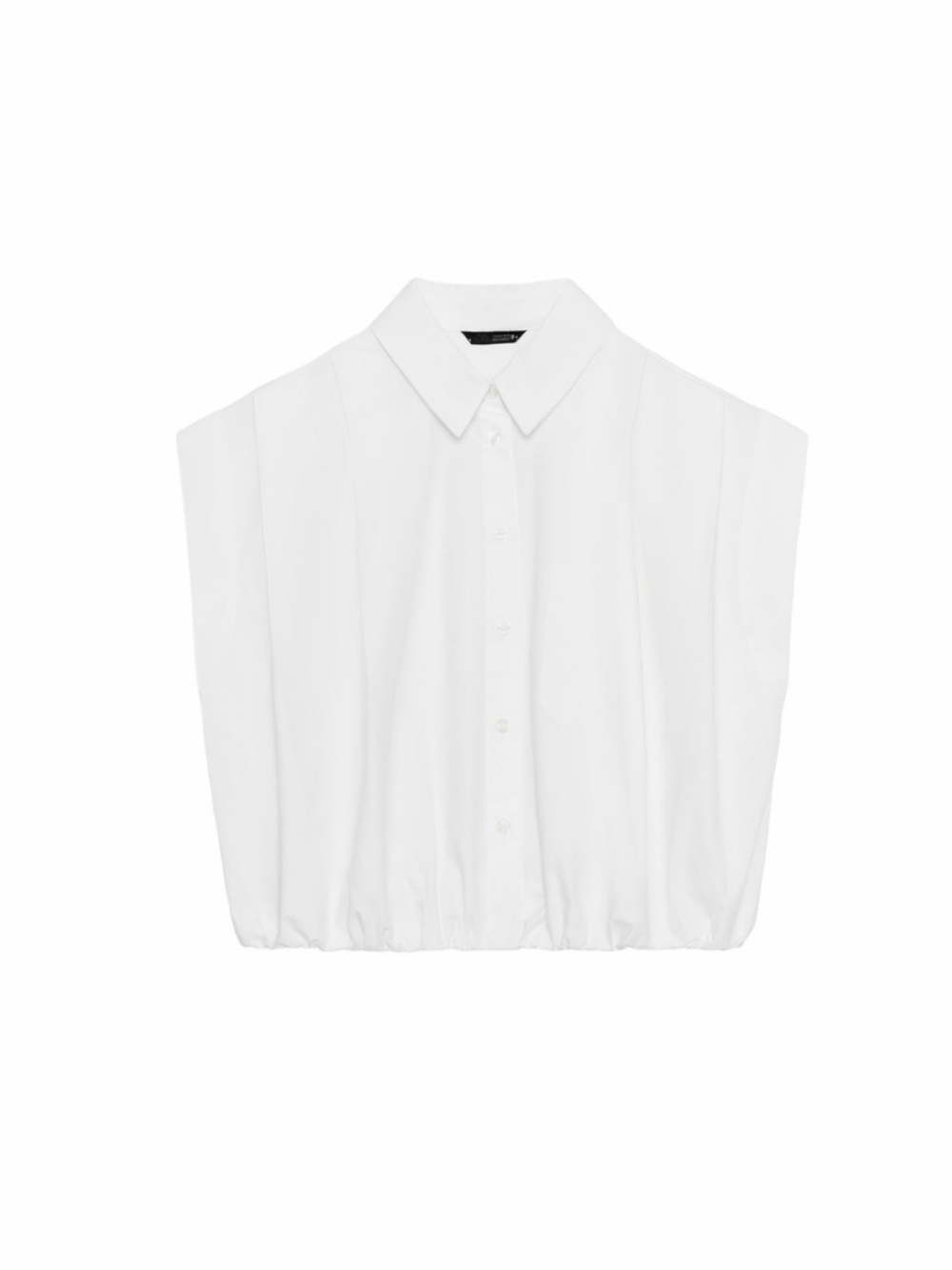Zara White Sleeveless Button-Down Shirt with Elastic Hem